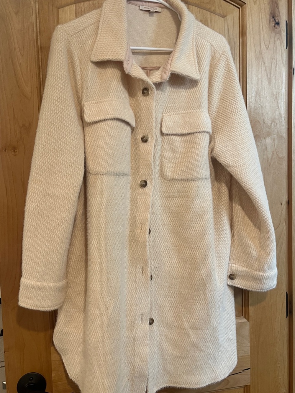 Skies Are Blue Cream Button-Front Shacket